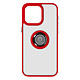 Avizar Coque pour iPhone 15 Pro Bi-matière Bague Métallique Support Vidéo  Rouge - Coque anneau contour rouge , de la série Ringrip, conçue spécialement pour votre iPhone 15 Pro