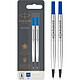 PARKER recharges pour stylo roller pointe moyenne bleue QUINK lot de 2 Recharge pour stylo roller