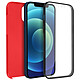 Avizar Coque Apple iPhone 12 / 12 Pro Protection Arrière Rigide et Avant Souple rouge - Revêtement avant en silicone et arrière en polycarbonate pour un rendu fin et léger