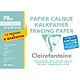 CLAIREFONTAINE Pochette papier calque 21x29.7cm 70g 12 + 3 gratuites Papier calque