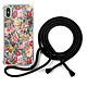 LaCoqueFrançaise Coque cordon iPhone X/Xs noir Dessin Fleurs Beige et Rose Coque cordon iPhone X/Xs noir Dessin Fleurs Beige et Rose