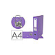 LIDERPAPEL Classeur levier a4 documenta carton rembordé 1,9mm dos 75mm rado métallique coloris lilas Classeur à levier