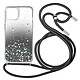 Avizar Coque iPhone 13 Dos Pailleté Avec Lanière Amovible - Dégradé noir - Coque paillettes transparente spécialement conçue pour votre iPhone 13