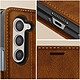 Avizar Coque Clapet pour Samsung Z Fold 5 Portefeuille Anti RFID Vintage marron clair pas cher