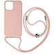 Avizar Coque Cordon pour iPhone 12 et 12 Pro Semi-rigide Lanière Tour du Cou 80cm  rose - Coque semi-rigide ultra-résistante, combinant deux matériaux de qualité : le polycarbonate rigide et le silicone gel flexible