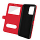 Avizar Housse pour iPhone 13 Pro avec Double Fenêtre Support Vidéo Rouge Etui folio Rouge en Eco-cuir, iPhone 13 Pro