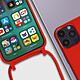 Avizar Coque Cordon pour iPhone 14 Pro Max Semi-rigide Lanière Tour du Cou 80cm  rouge pas cher