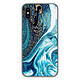 1001 Coques Coque silicone gel Apple iPhone X / XS motif Marbre Bleu Pailleté Coque silicone gel Apple iPhone X / XS motif Marbre Bleu Pailleté