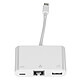 Avizar Adaptateur Lightning vers Ethernet / USB-A / USB-C Compact Plug and Play Blanc