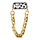 Avizar Bracelet Téléphone Chaîne Carrée Dorée Clip Motif Dalmatien Bracelet pour téléphone avec une élégante chaîne carrée dorée pour un look tendance