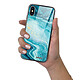 Evetane Coque iPhone X/Xs Coque Soft Touch Glossy Bleu Nacré Marbre Design pas cher