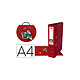LIDERPAPEL Classeur levier a4 documenta carton rembordé 1,9mm dos 75mm rado métallique coloris rouge Classeur à levier