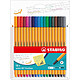 STABILO 18 stylos-feutres pointe fine point 88 coloris intenses Feutre à pointe fine