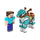 Minecraft - Pack 2 figurines Steve et cheval avec armure 8 cm Pack de 2 figurines Steve et cheval avec armure 8 cm.