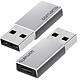 4smarts Lot de 2 Adaptateurs USB vers USB C Charge et Transfert 5GB/s  Argent 2 adaptateurs USB vers USB C de 4smarts