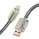 LinQ Câble USB 3A LinQ pour iPhone Gaine renforcée 1,2m Gris - Câble de charge type Apple Lightning spécialement prévu pour la charge de votre iPhone