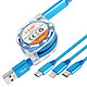 LinQ Câble USB rétractable Universel 1m Bleu Câble de charge USB à triple interface de marque LinQ pour tous vos besoins de charge