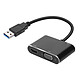 Avizar Adaptateur Hub USB 3.0 vers HDMI VGA Femelle Entrée Jack 3.5mm Full HD 1080P  Noir Adaptateur Hub USB 3 en 1 pour étendre l'affichage de votre ordinateur portable lors de vos réunions, présentations ou vos moments ciné