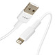 LinQ Câble USB vers Lightning 2.4A Charge et Synchro Rapide 3m Blanc Grâce à sa longueur de 3m, ce câble Lightning de LinQ permet un branchement facile et une manipulation aisée durant la recharge