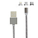 Avizar Câble USB vers iPhone iPad iPod/USB-C/Micro-USB Magnétique Charge Argent Câble USB magnétique multi embout