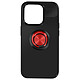 Avizar Coque pour iPhone 15 Pro Anneau Chromé Silicone flexible  Noire et Rouge - Coque silicone noire à anneau chromé rouge, pour préserver votre iPhone 15 Pro