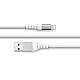 Force Power Câble Renforcé USB A/Lightning 2m - 2.4A Blanc Blanc Vitesse de chargement et de synchronisation rapides