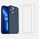 Acheter Evetane Coque iPhone 13 Pro Max Silicone liquide Bleu Marine + 2 Vitres en Verre trempé Protection écran Antichocs