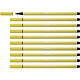 STABILO Stylo feutre Pen 68, jaune moutarde x 10 Crayon feutre