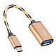 LinQ Câble adaptateur USB-C vers USB OTG 15cm Dorée - Transformez un port USB-C en port USB OTG pour étendre vos possibilités d'utilisation