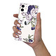 LaCoqueFrançaise Coque iPhone 12 mini anti-choc souple angles renforcés transparente Motif Pivoines Violettes pas cher