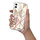 Evetane Coque iPhone 11 anti-choc souple angles renforcés transparente Motif Marbre Rose Losange pas cher