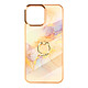 Avizar Coque iPhone 13 Mini Bi-matière avec Bague de maintien Motif marbre - rose Coque de protection spécialement conçue pour iPhone 13 Mini.