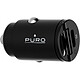 PURO Double Chargeur voiture USB C+C PD 30W Power Delivery Mini Noir Ce chargeur voiture est conçu en finition brossée élégante pour s'adapter à l'intérieur de n'importe quelle voiture.