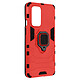 Avizar Coque OnePlus 9 Hybride Antichoc Bague Métallique Support rouge - Coque de protection spécialement conçue pour le OnePlus 9, Ring Collection.