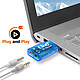 LinQ Carte Son Externe USB vers 2 Jack 3.5mm Audio Microphone Surround 5.1  Bleu pas cher