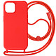 Avizar Coque Cordon pour iPhone 15 Plus Semi-Rigide Lanière Tour du Cou 80cm  Rouge Coque rouge de la série Corda mêlant la praticité au style, spécialement conçue pour iPhone 15 Plus
