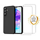 Evetane Coque Samsung Galaxy A15 Silicone liquide Noire + 2 Vitres en Verre trempe Protection ecran Antichocs Coque Samsung Galaxy A15 Silicone liquide Noire + 2 Vitres en Verre trempe Protection ecran Antichocs