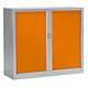 VINCO Armoire Monobloc FUN H100xL120xP43 cm 2 Tablettes Alu Rideaux Orange Armoire de bureau à rideau