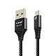 LinQ Câble USB 12W pour Téléphone micro USB Nylon tressé 1,5m Noir