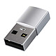 Satechi Adaptateur USB Mâle vers USB-C Femelle Recharge Transfert Rapide ST-TAUCS Argent Adaptateur de charge Gris