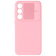 Avizar Coque pour Samsung Galaxy S23 FE Silicone Cache Caméra Coulissant Rose Poudré - Cache caméra coulissant protégeant le bloc caméra des éraflures tout en l'ayant accessible à tout moment