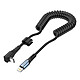 Avizar Câble spiralé  USB-C vers iPhone / iPad Lightning, Noir 1,2m - Conception spiralée pour une plus grande résistance aux torsions et aux pliages
