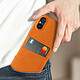 Avizar Coque pour Sony Xperia 5 V Porte-Cartes Rigide revêtement Simili Cuir  Orange pas cher