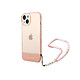 Guess Coque pour Apple iPhone 14 Colors avec lanière perlée Rose Coque conçue sur mesure pour Apple iPhone 14