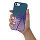 Evetane Coque iPhone 7/8/ iPhone SE 2020 Silicone Liquide Douce bleu marine Palmiers et Dégradé pas cher
