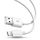 Avizar Cable USB-C Charge rapide Transfert De Données 2.0 Longueur 1m  Blanc Cable de charge type USB-C