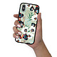 LaCoqueFrançaise Coque iPhone X/Xs Silicone Liquide Douce noir Fleurs vert d'eau pas cher