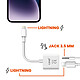 Avis LinQ Adaptateur 2 en 1 Lightning vers Jack 3.5mm Audio + Lightning Charge  Blanc
