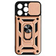 Avizar Coque Antichoc pour iPhone 15 Pro Max Cache Caméra Coulissant Bague rose gold - Une coque antichoc avec bague multifonctionnelle, conçue pour votre Apple iPhone 15 Pro Max