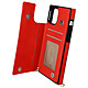 Avizar Coque Cordon iPhone 12 et 12 Pro Multifonction Avec Lanière - rouge - Coque cordon avec porte-cartes spécialement conçue pour iPhone 12.